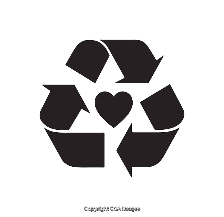 Black And White Recycling Symbol With Heart Icon Illustration