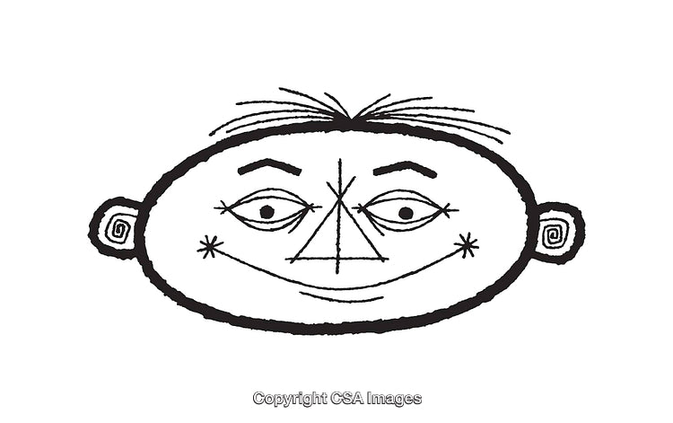 Black and White Line Art Illustration of a Smiling Face