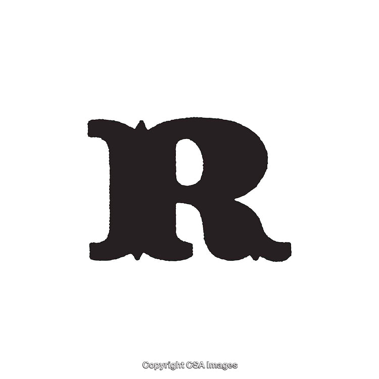 Vintage Black Letter R on a Clean White Background