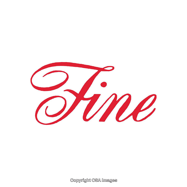 Elegant Red Script Featuring the Word 'Fine' on White Background