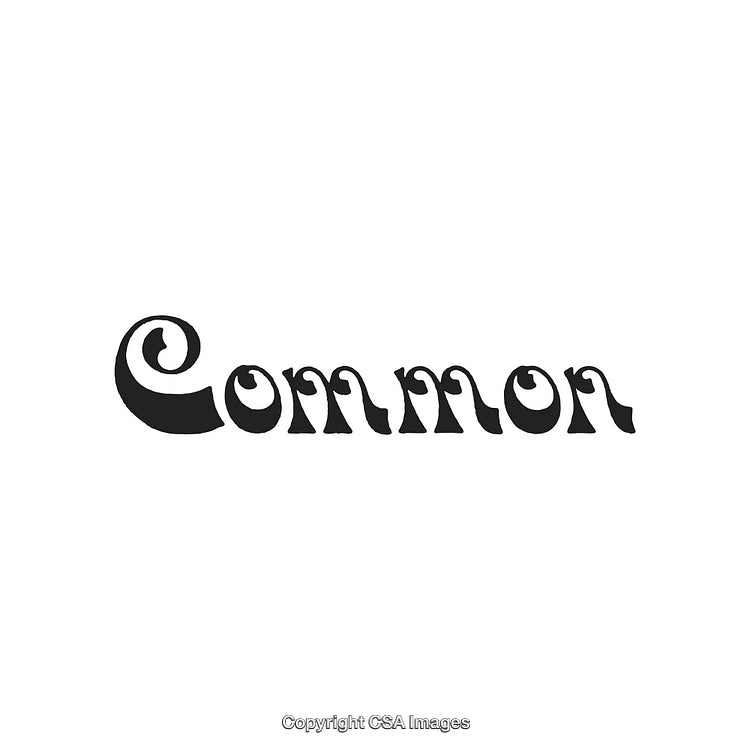 Unique Stylized Typography of the Word Common in Black on White