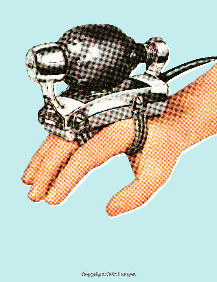 Retro Hand With Unique Instrument in Pop Art Style
