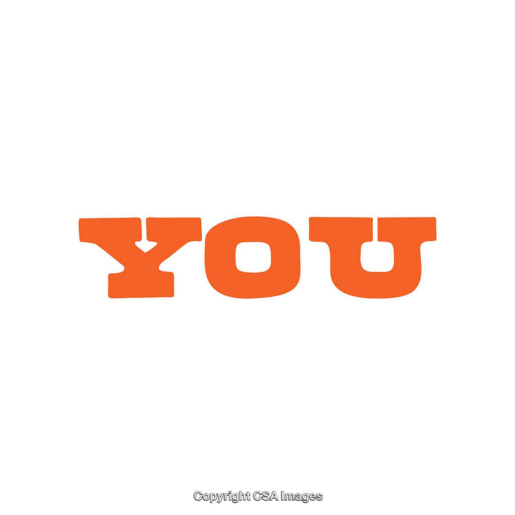 Bold Orange Typography Spelling 'You' on a White Background