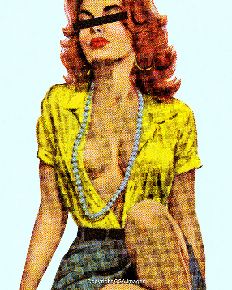 Retro Styled Illustration of a Woman in Yellow Shirt and Skirt