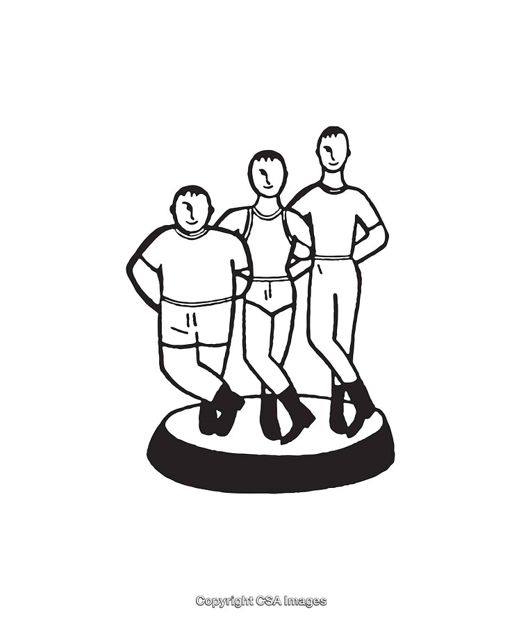 Black and White Line Art of Three People Standing Together