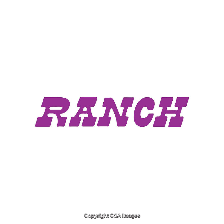 Purple Text Inscription 'Ranch' in Bold Serif Typeface on White Background