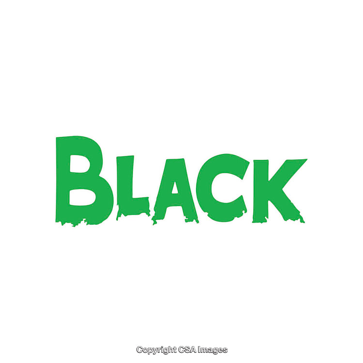 Green Text Depicting the Word 'Black' with Bold Lettering