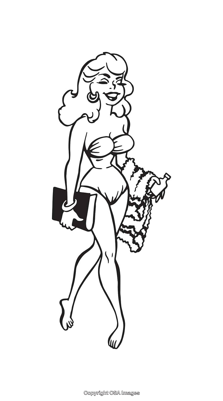 Stylized Line Art Illustration of a Woman With Retro Aesthetic