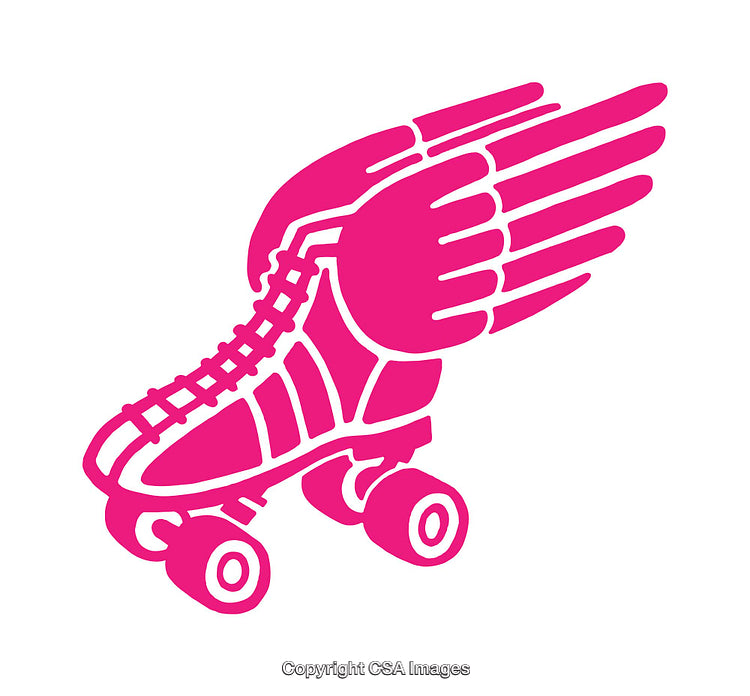 Pink Winged Roller Skate Icon Representing Speed and Fun