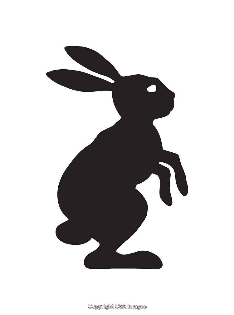 Silhouette of a Rabbit in a Sitting Pose on White Background