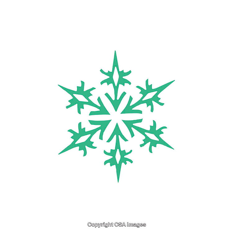 Green Snowflake Shape Icon on White Background
