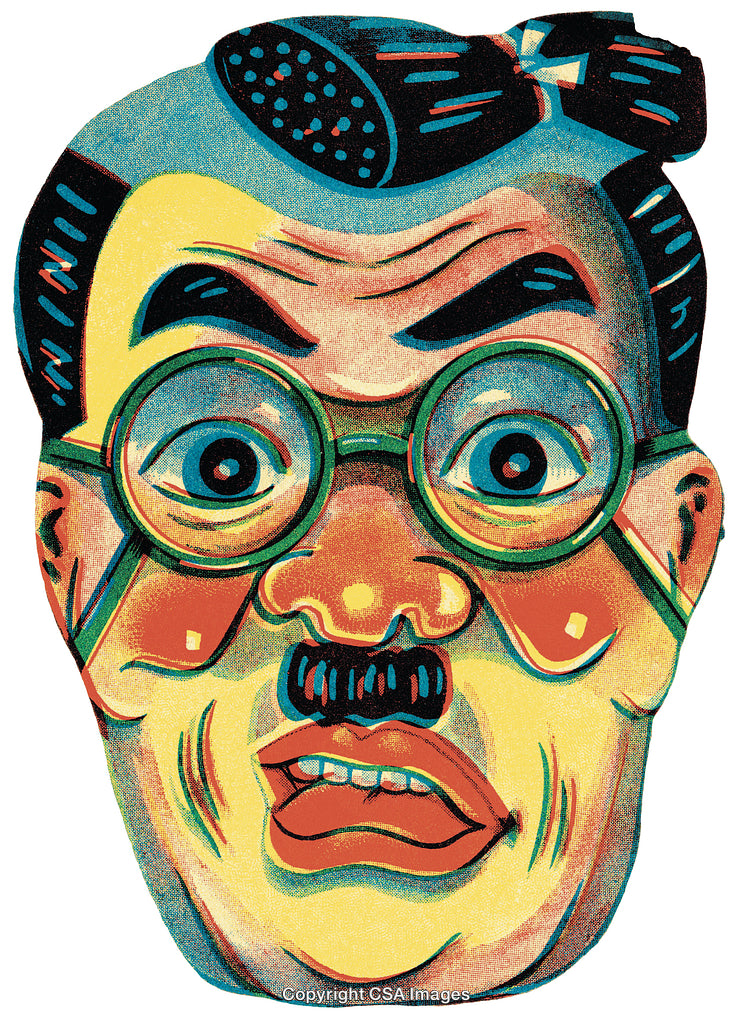 Retro Vintage Illustration of a Surprised Man With Glasses and Nostalgic Style