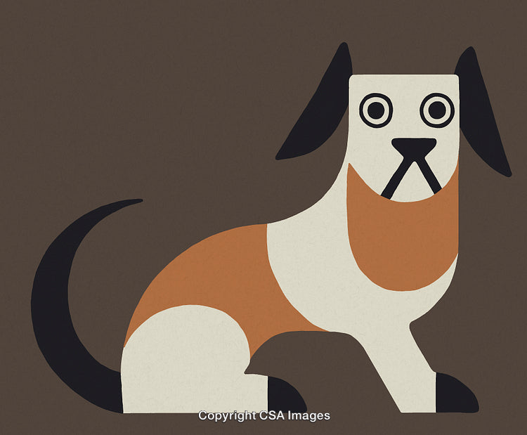 Abstract Geometric Illustration of a Dog in Neutral Tones on Dark Background