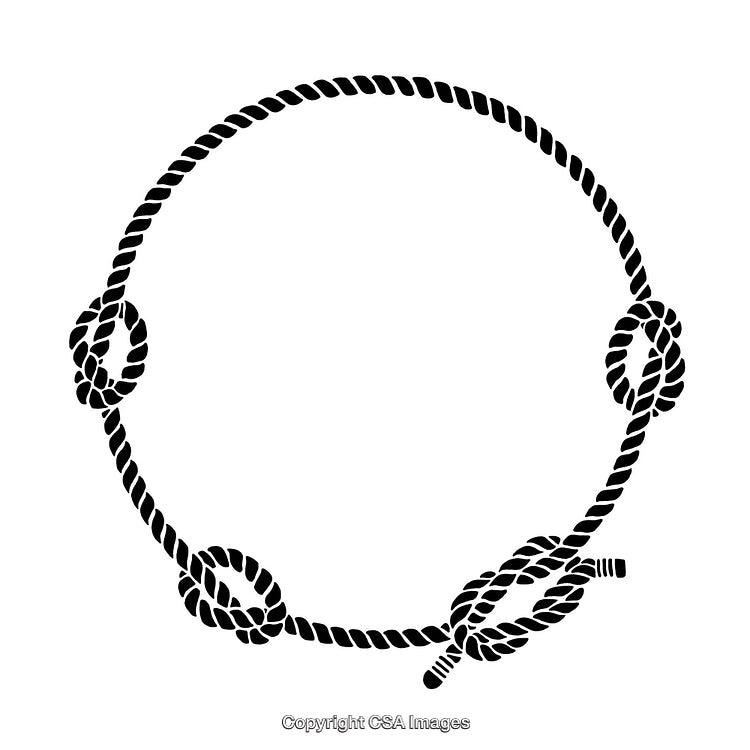 Circular Rope Border Design with Nautical Knots in Black and White