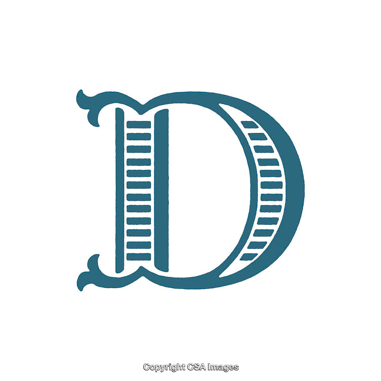 Elegant Vintage Styled Letter D With Ornamental Detailing