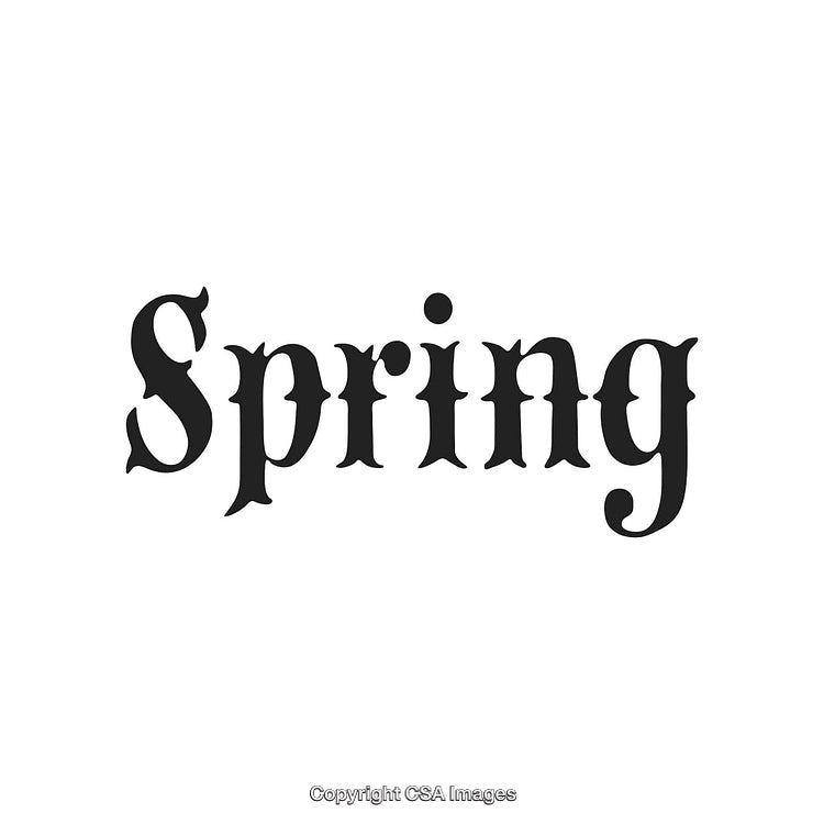 Elegant Blackletter Font Depicting the Word Spring in Bold Black Letters