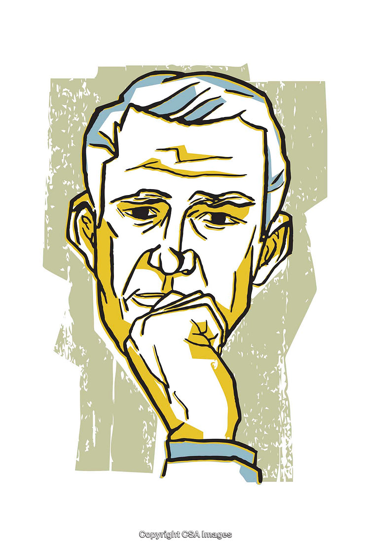Thoughtful Expression in Vibrant Line Art Style Portrait Illustration