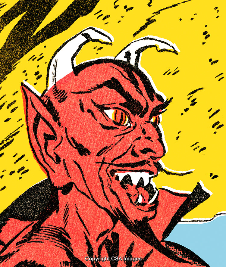 Dynamic Illustration of a Devil in Vibrant Comic Book Style
