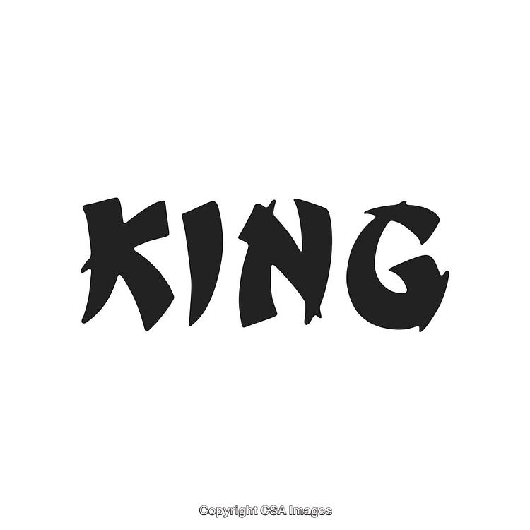 Black Text Displaying the Word 'King' on a White Background