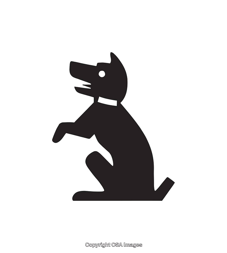Silhouette of a Sitting Dog in Black and White Line Art