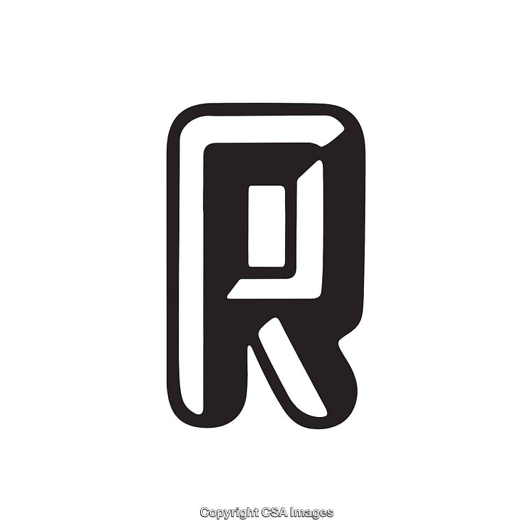 Bold Stylized Black Letter R on White Background