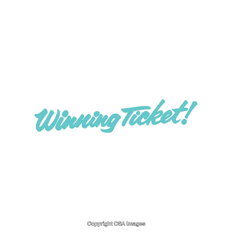 Winning Ticket Typography in Blue on White Background