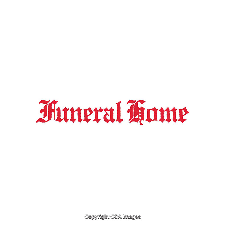 Red Text Featuring the Words 'Funeral Home' in Gothic Font