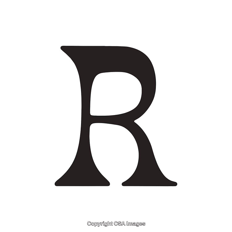 Bold Black Letter R on a Plain White Background