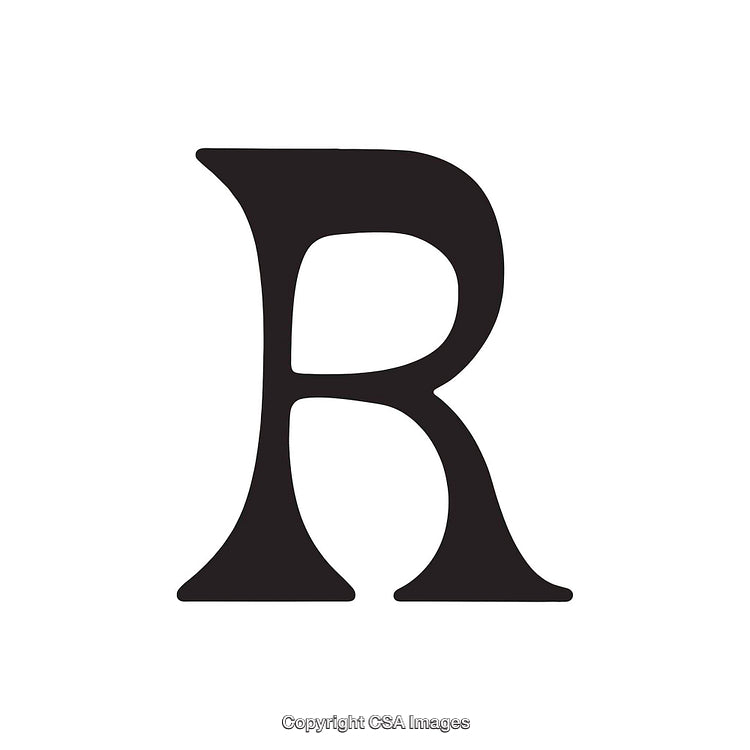 Bold Black Letter R on a Plain White Background