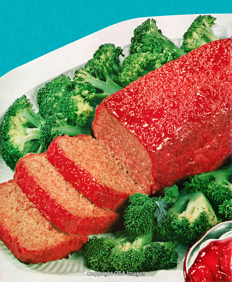 Classic Meatloaf Dinner with Broccoli on a White Plate