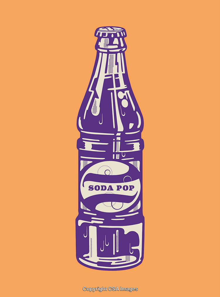 Vintage Soda Pop Bottle Illustration with Bold Retro Design