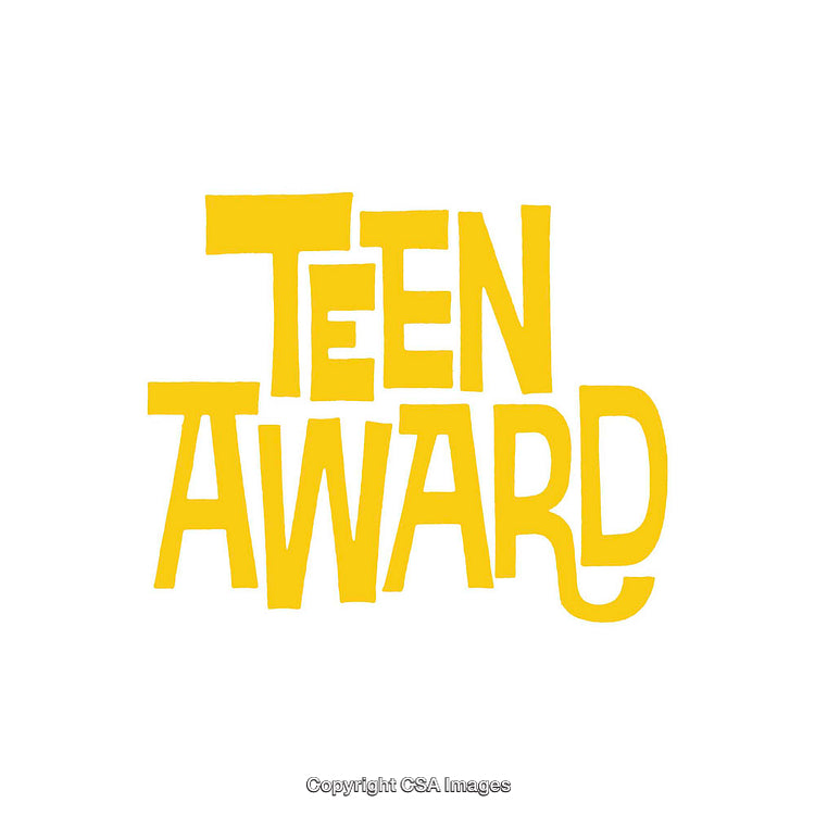 Bright Yellow Teen Award Text in Bold Typography on White Background