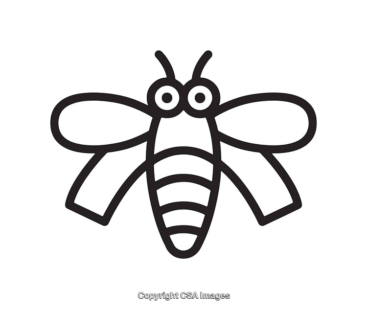Simple Black And White Illustration of a Cartoon Insect Character