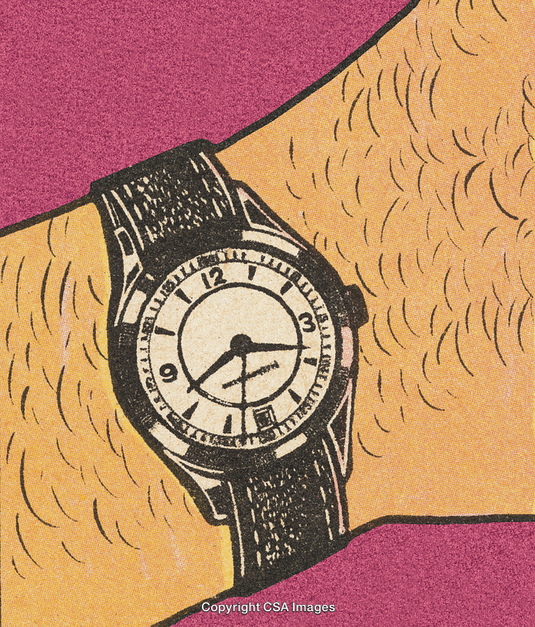 Vintage Illustration of a Wristwatch on a Textured Background