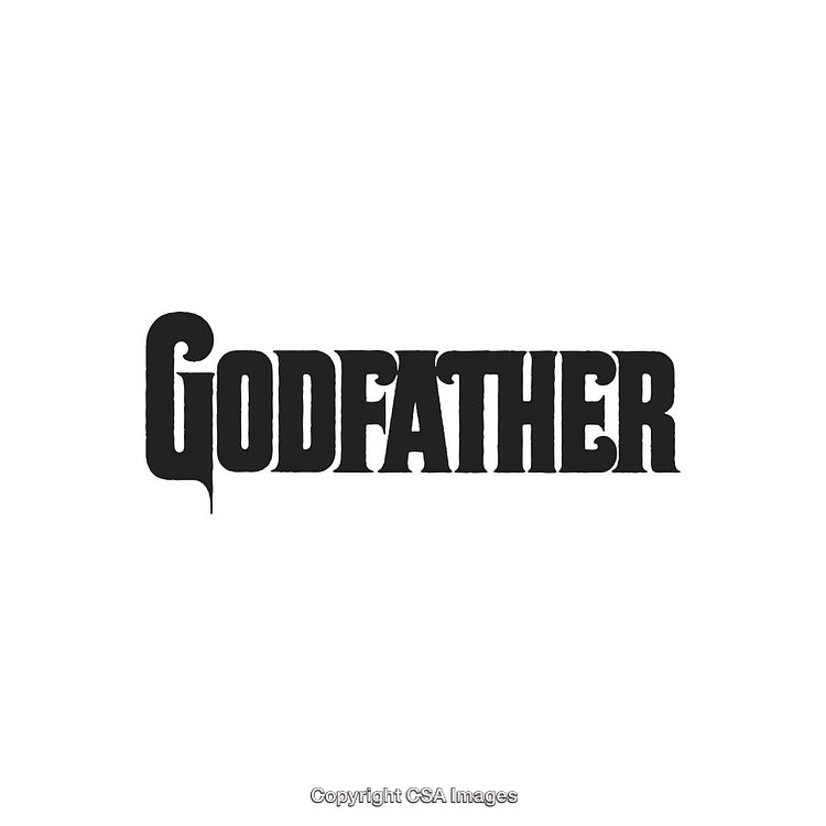 Classic Godfather Text Logo in Bold Black Typeface on White Background