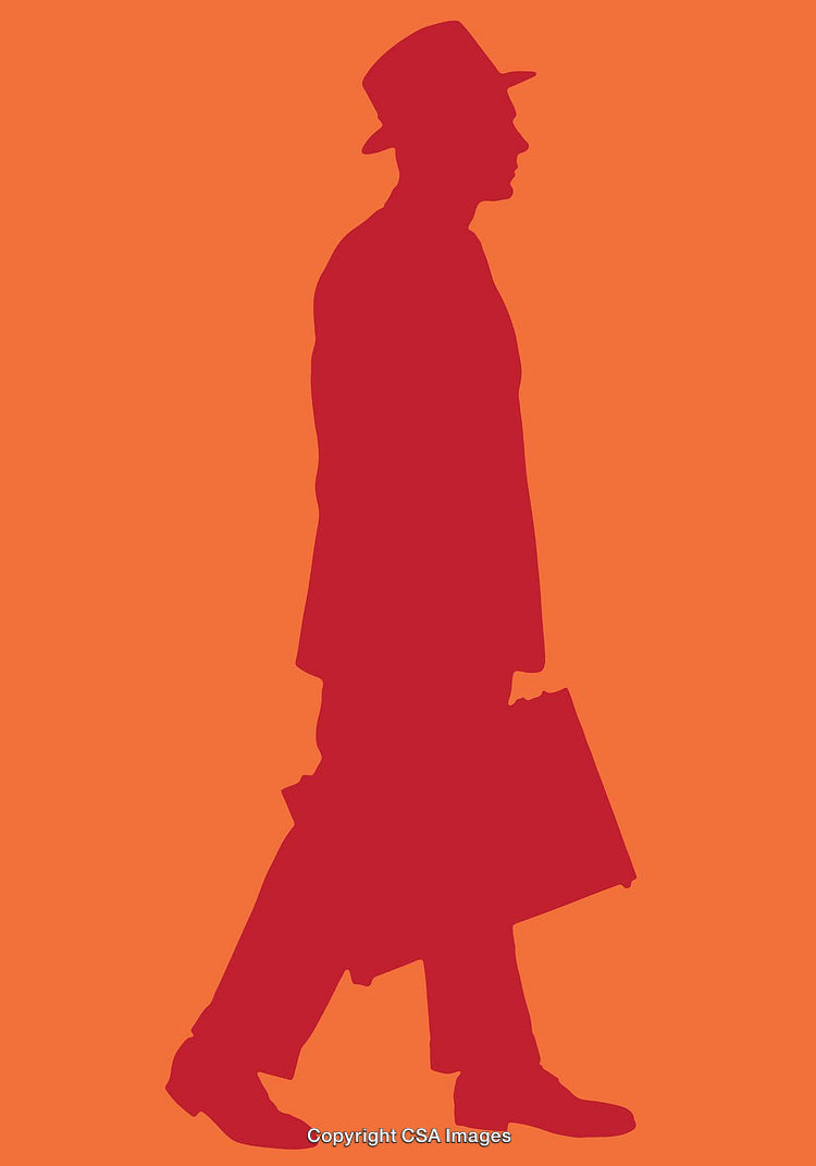Silhouette Illustration of Businessperson Walking Holding a Briefcase