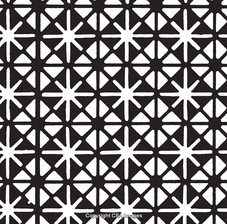 Abstract Geometric Black and White Pattern with Star and Triangle Shapes