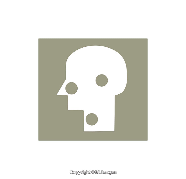 Minimalist Human Head Icon with Abstract Circular Shapes in Neutral Colors