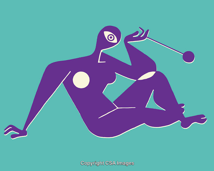 Minimalistic Abstract Color Line Art of a Stylized Figure on Turquoise