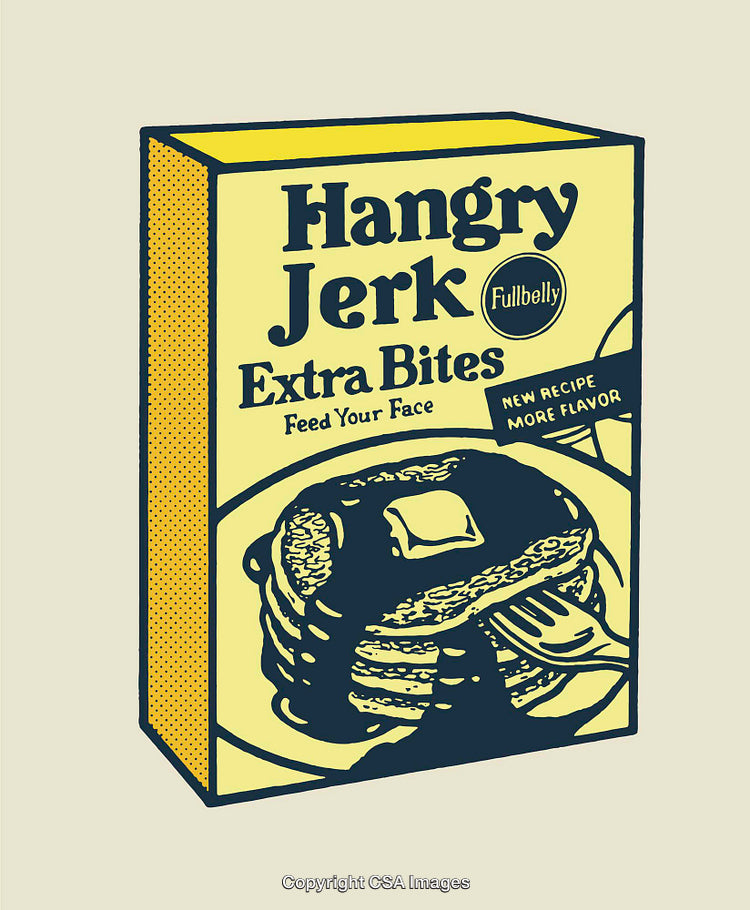 Yellow Box of Hangry Jerk with Pancakes Illustration