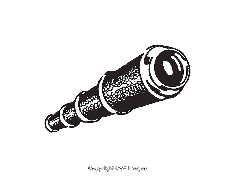 Vintage Monochrome Illustration of a Telescopic Spyglass Icon