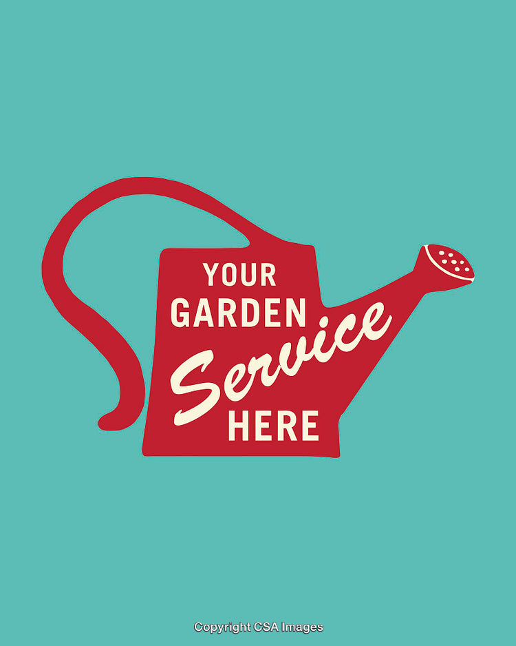 Flat Garden Service Illustration with Red Watering Can Design