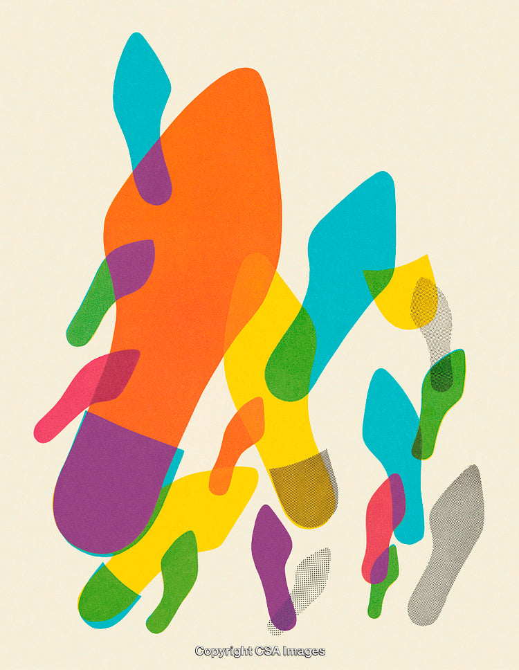 Colorful Abstract Footprint Shapes on a Neutral Background