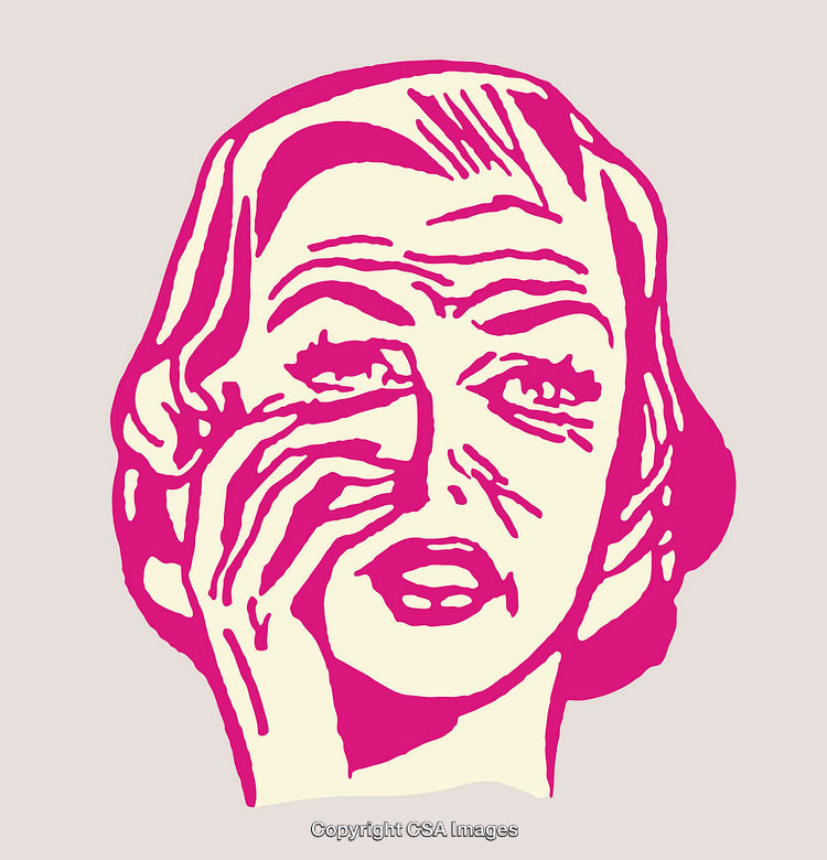 Bright Pop Art Style Line Drawing of a Woman's Face