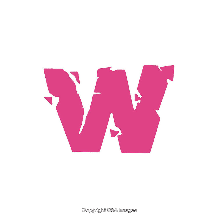 Bold Pink Letter W With Textured Design on White Background