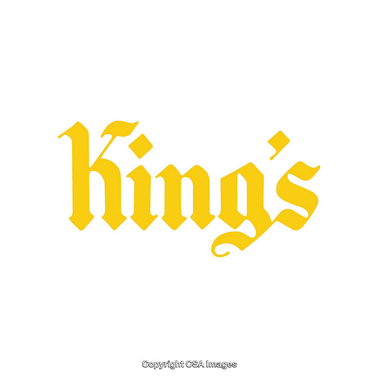 Yellow Old English Styled King’s Text on White Background