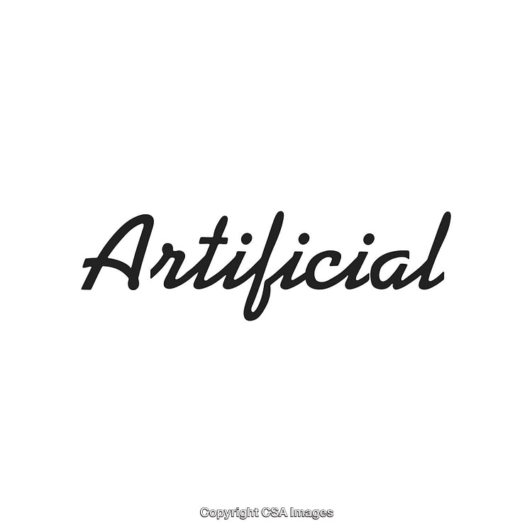 Handwritten Stylized Word 'Artificial' on a White Background in Black Font