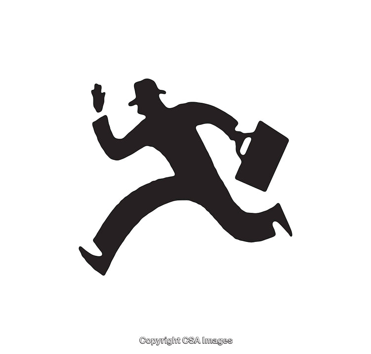 Silhouette of a Businessman Running with a Briefcase in Hand