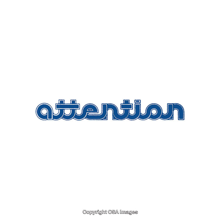 Elegant Blue Typographic Design Highlighting the Word 'Attention' on White Background