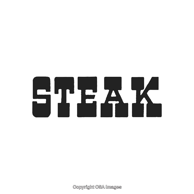 Bold Typography Design Featuring the Word Steak in Black Lettering